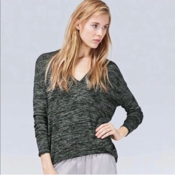 Wilfred Free Aritiza Devinette Oversized Tee V-Neck Green Grey Slub Knit XXS Y2K - Picture 1 of 9